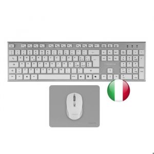 Combo Sans Fil 3en1 - Tacens ZENITH - DualLink 2.4GHz - Clavier Complet - Souris Optique - Italien - Blanc