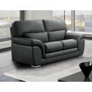 CLOE canap&eacute; fixe  cuir vachette 2 places gris fonc&eacute;