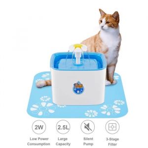 Mellifluous Fontaine à Eau pour Chat et Chien Fleur avec Filtre 2.5L Électrique Automatique de Distributeur Eau Bleu