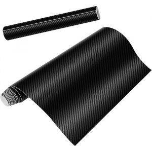 2PCS 3D Film Autocollant Adh&eacute;sif Vinyle En Fibre de Carbone Chaque Rouleau de 1.52m x 0.3m Pour VoitureOrdinateur - Noir