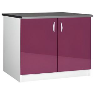 Meuble cuisine bas 120 cm 2 portes OXANE aubergine