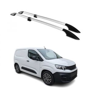 Barres de toit longitudinales pour Peugeot Partner 2018-2025 L1 Aluminium Gris
