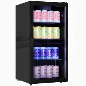 R&eacute;frig&eacute;rateur &agrave; boissons - HOMCOM - 93 L - porte vitr&eacute;e &eacute;tag&egrave;res r&eacute;glables &eacute;clairage LED - acier - 472 x 437 x 833 cm - noir