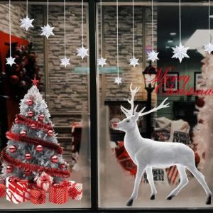 Autocollant de Noël FenêtreAutocollant de Noël DécorationPVC Autocollants Vitre StickersSapin de Noël et wapiti