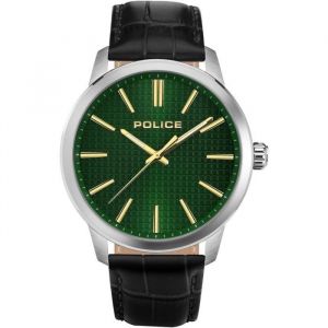 Montre - POLICE - Raho PEWJA2207701 - Quartz - Homme - Acier inoxydable - Cadran Vert - Bracelet en Cuir Noir
