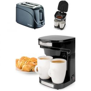 Cafeti&egrave;re &eacute;lectrique 2 tasses - TECHWOOD - Duo 0.25L - Filtre permanent - 450W - Noir