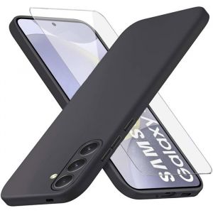 Coque Pour Samsung Galaxy S24 Plus Silicone Noir + Verre Trempe Little Boutik©