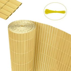 XMTECH Canisse en PVC Brise Vue 180x300cm Balcon clôture brise-vent avec cerclage pour le jardin Balcon ou terrasse Bambou