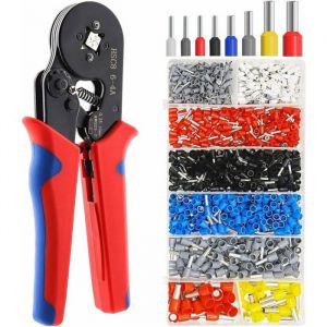 Pince à Sertir Kit Embout de Cablage Outil de Sertissage Cosse Electriques à Sertir 1250 Cosses 05-10mm² pour Bornes de Outil de