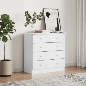 (Blanc) Commode Chambre - buffet Enfilade ALTA blanc 77x35x73 cm bois massif de pin 498751