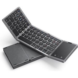 Clavier Pliable Azerty Bluetooth Avec Pav&eacute; TactileMini Clavier Sans Fil Pliable RechargeableDual Bluetooth Pour Ordinateur Porta