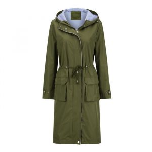 YUNCLOS Parka Femme Imperm&eacute;able Respirante Capuche Longue Coupe Slim long Trench-coat Vert