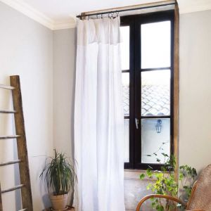 Rideau voilage ajustable Ga&iuml;a 140 x 300 cm &ndash; gaze de coton blanc 8 anneaux pince