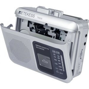 Retekess TR606 Radio Cassette Portable et Enregistreur Radio FM AM Walkman Enregistreur à Cassette Prise Casque 35mm Argenté