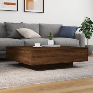 Table basse - AKOZON - Chêne marron - 100x100x31 cm - Bois dingénierie - Design contemporain