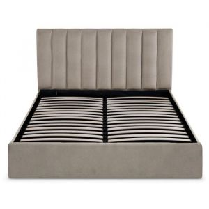 Lit Coffre Design Velours Songa 160x200cm Taupe