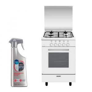 GLEM Cuisinière 4 foyers brûleurs gaz blanc 50x60cm Four Email 4 Vitesses Gazinière 60L