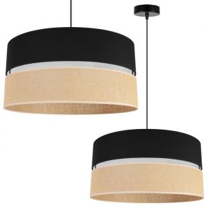 Light-Home Juta Abat Jour Suspension Luminaire Lustre  - E27 - Classique 1-Lumi&egrave;res 45 cm - Noir Base et Jute et Noir