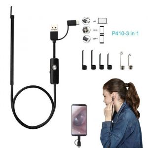 Professionnel nouveau 3 en 1 oreille cuillère Endoscope oreille nettoyage USB OTG Endoscope pour téléphone Android PC livraison