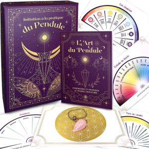 Coffret d'Initiation au Pendule Divinatoire : 19 Planches de Radiesthésie + 1 Livre Complet + 1 Pendule Divinatoire de Radiesthésie