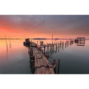 Photo Art Papier Peint INTISSÉ-REFLET DU CIEL-(216125)-8 lés-400x260cm-Mural Poster Géant XXL-Pont Mer Beach Océan Nature Forêt