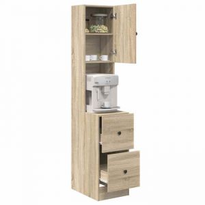 En PromotionArmoire de cuisine Moderne - ABOTT@ Placard/Colonne bas de cuisine - Beige 35x50x180cm - bois ding&eacute;nierie 8434