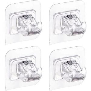 4 Pi&egrave;ces Crochets Support de Tringle &agrave; Rideau Crochet Auto Adhesif Tringle &agrave; Rideaux Supports de Tringle &agrave; Rideaux sans Percage