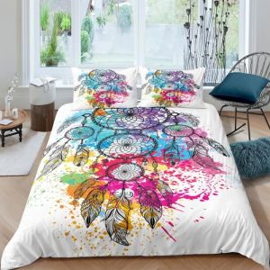 Parure de lit attrape r&ecirc;ve 220*240 cm 3D effet 3 pieces 1 housse de couette et 2 taies doreillers 63*63cm