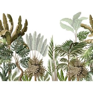 Papier Peint Photo INTISS&Eacute;-(9018) Feuilles de palmier FLEUR-350x260cm-7 l&eacute;s-Mural Poster G&eacute;ant XXL-Mer Oc&eacute;an Nature Jungle For&ecirc;t