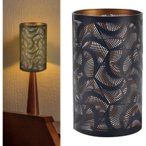 Abat-jour en métal - FEBEST - E27 - Cylindrique - 12x12x20 cm - Noir - Sculpté - Gravé - Texturé - Moderne - À visser