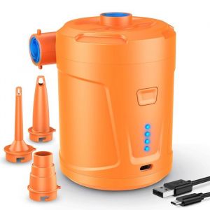 Pompe à air électrique Batterie Rechargeable 5200 mAh Gonfleur Matelas Gonflable avec 3 Buses dair Gonfleur Rapide