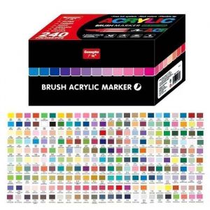 240 Couleurs Feutre Acrylique Stylos Acryliques &agrave; Pointe Pinceau pour le Coloriage Adulte  Acrylic Paint Markers pour Coloriage