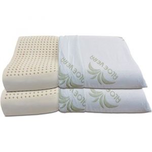 Lot de 2 Oreillers Latex Ergonomique et Orthopédique 70x40 h12cm - Déhoussable par Zip