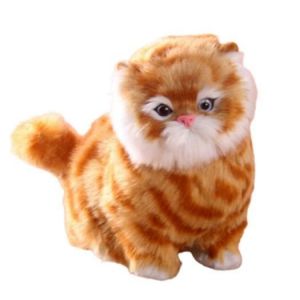 Peluche Chat Tigré - Plush - Petite Taille - Yeux Bleus - Poils Doux - Cadeau Enfant