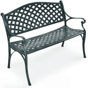 GOPLUS Banc de Jardin d’ExtérieurPlace pour 2 PersonnesCadre en AluminiumConstruction RobusteFonte Ancien102x62x83CM