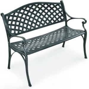 GOPLUS Banc de Jardin d’Extérieur,Place pour 2 Personnes,Cadre en Aluminium,Construction Robuste,Fonte Ancien,102x62x83CM