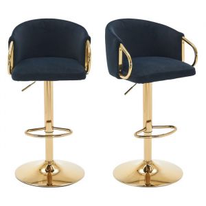 Tabouret bar Lot de 2 avec Dossier accoudoir et repose-pieds Rotatif sur 360° Hauteur Réglable 42x50x107cm Noir