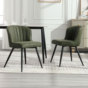 Wahson Chaises de Salle a Manger Lot de 2 Chaise Salle à Manger avec Coussin Épais Chaise de Cuisine Cuir PU pour Restaurant Vert