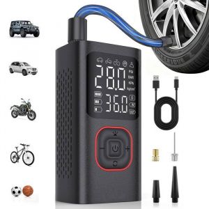 Gonfleur Pneus Voiture Sans Fil - Arr&ecirc;t automatique LED - Pour voiture moto v&eacute;lo ballons - Compresseur portatif puissant