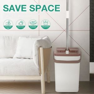 EASY CLEAN MOP -  BALAI  À TÊTE PIVOTANTE 360° - SEAU À DOUBLE COMPARTIMENT +2 SERPILLÈRES
