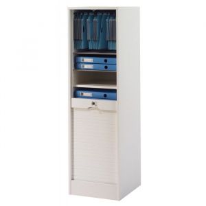 Classeur à Rideau - MATHA - Blanc - 8 Tablettes - Fermeture à clé - Eco-conçu