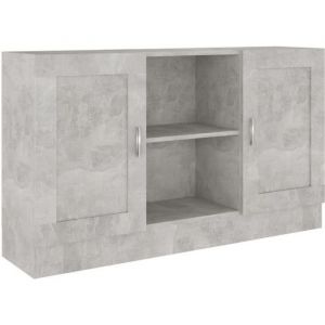 HMF&copy; Bahut bas D&eacute;cor Buffet De Cuisine - Buffet D&eacute;cor Gris b&eacute;ton 120x305x70 cm Agglom&eacute;r&eacute; 62861