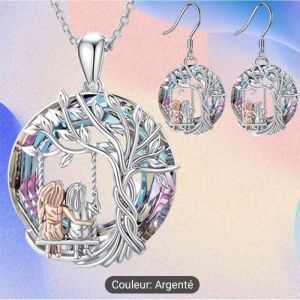PARURE BIJOUX ARBRE DE VIE COLLIER SOEURS COLLIER AMIES COLLIER ARBRE DE VIE COLLIER FEE COLLIER FILLE