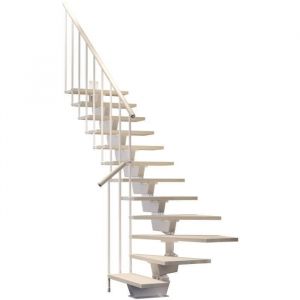 Escalier quart tournant 12 marches - Structure métal et marches en bois massif naturel - KNOCK MISTERSTEP