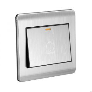 Interrupteur de sonnette de porte SOURCING MAP AC 250V 16A 86mm x 86mm Panneau inox Bouton-poussoir carré réinitialisable mural