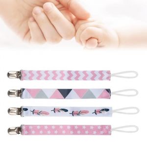 attache-sucette b&eacute;b&eacute; 4pcs b&eacute;b&eacute; attache-sucette chane coton sangle sucette porte-t&eacute;tine pour puericulture coffret - Vvikizy