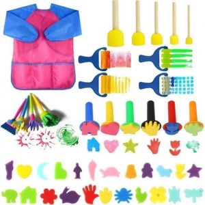 Coffret Peinture enfant44 Pi&egrave;ces &Eacute;ponge Brosses de Peinture Enfant DIY Outils de Peinture Kits pour Enfants pour Apprentissage