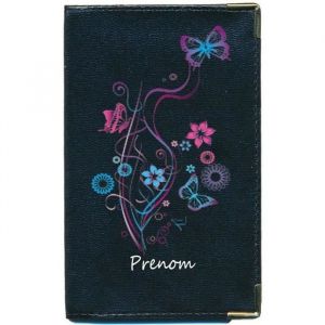 Pochette Etui Protection Porte Carte Grise - papiers voiture - permis de conduire Floral personnalisé avec prenom ou surnom