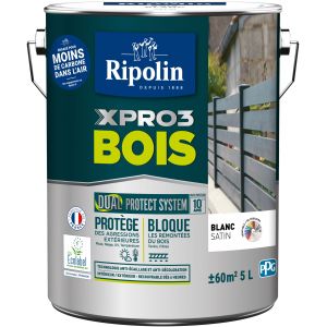 Peinture XPRO3 bois - Blanc Calibre - Satin - Ripolin - 5L