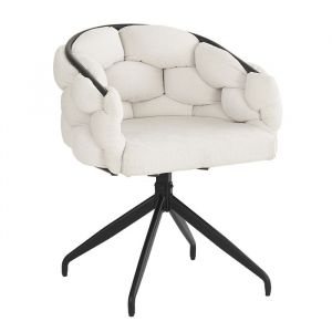 Chaise Pivotante &agrave; 360&deg; Lot de 2 Chaises de Salle &agrave; Manger Chaise de Coiffeuse Fauteuil en velours Pieds en M&eacute;tal Noir Beige